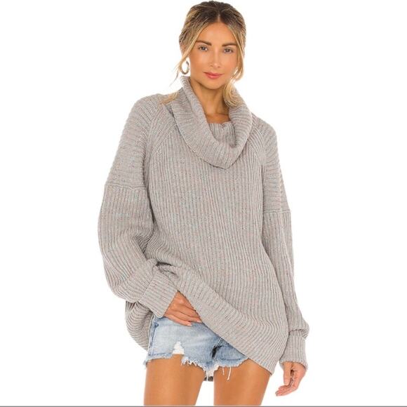 Free People Womens XS Leo Cowl Neck Oversized Tunic Sweater - Picture 1 of 10